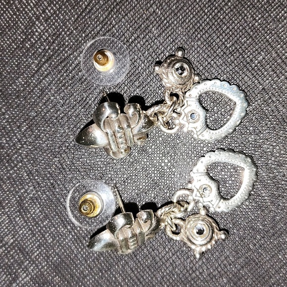 Brighton Heart Crown Fluer De Lis Post Earrings - Picture 1 of 7